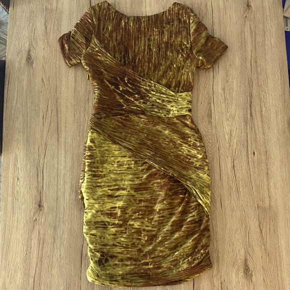 halston heritage gold dress Misha Gown In Metallic Jersey main image 0